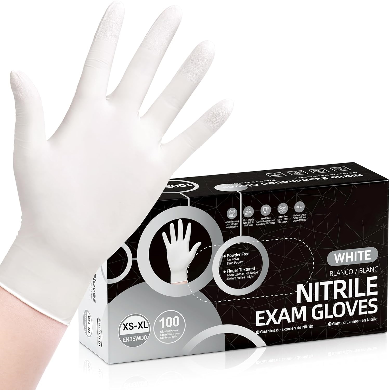 Rubber Glove Cleaning - S size White Disposable Nitrile Gloves