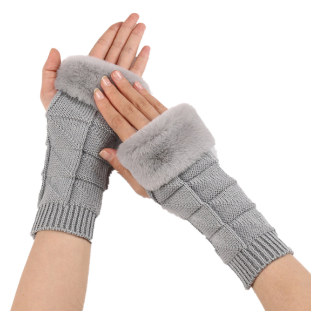Woman Ladies Furry Fingerless  - Fingerless Glove Knit recension och pris