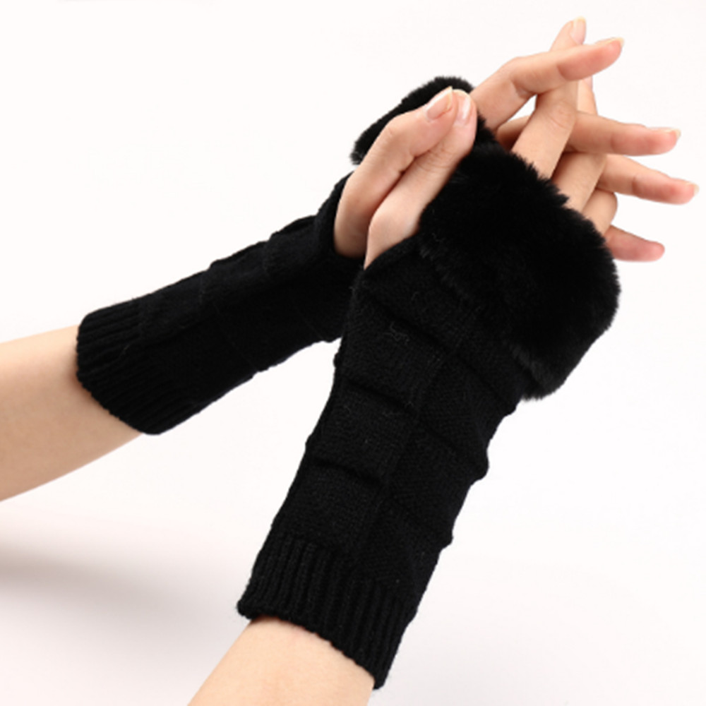 Woman Ladies Furry Fingerless  - Fingerless Glove Knit recension och pris
