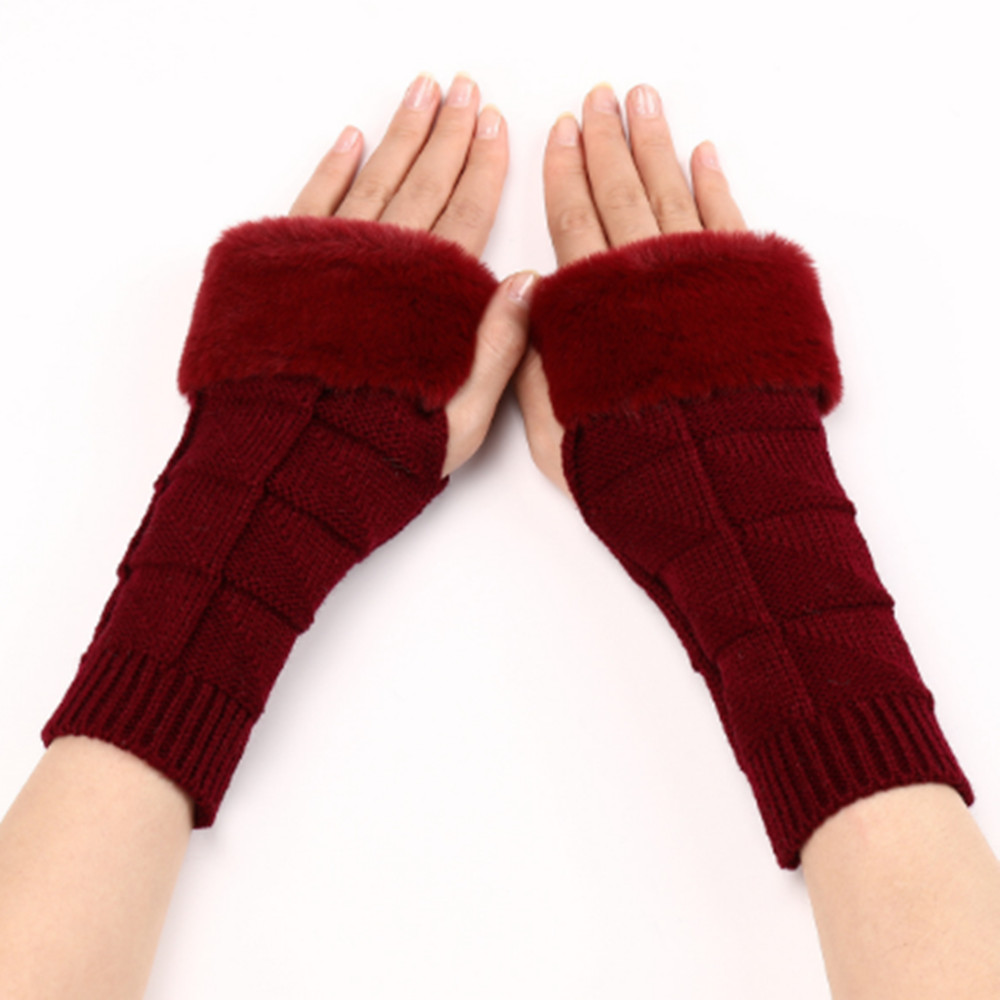 Woman Ladies Furry Fingerless  - Fingerless Glove Knit recension och pris